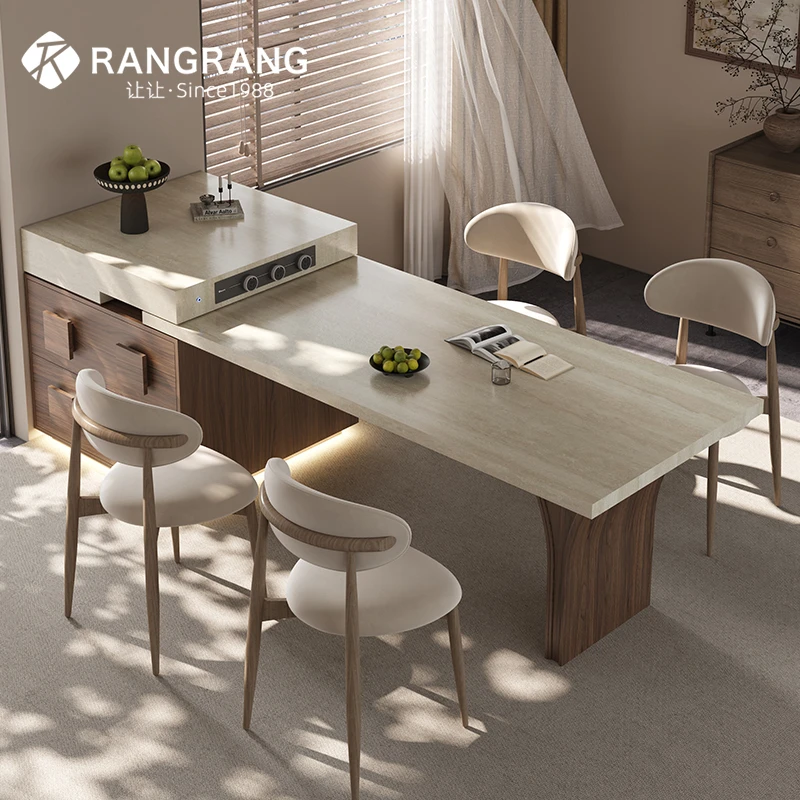 【卡门】中古风家用客厅岩板创意一体岛台门可岛台餐桌一体2025新款