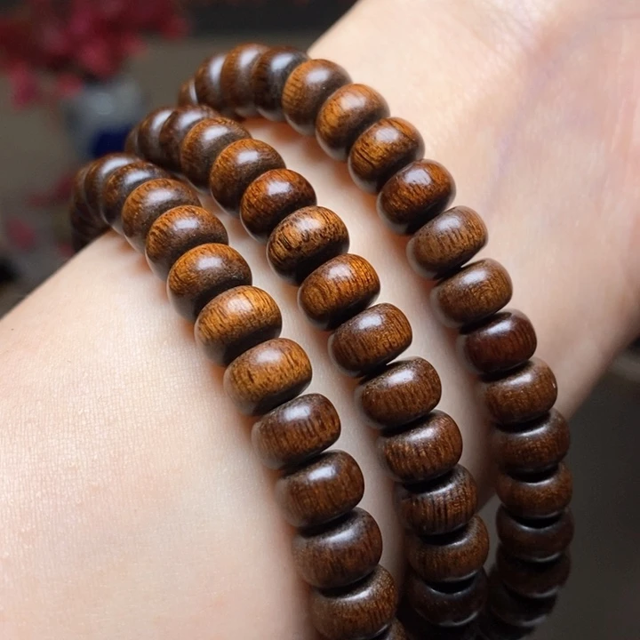 沉香手串越南富森红土熟结0.5×0.8×108