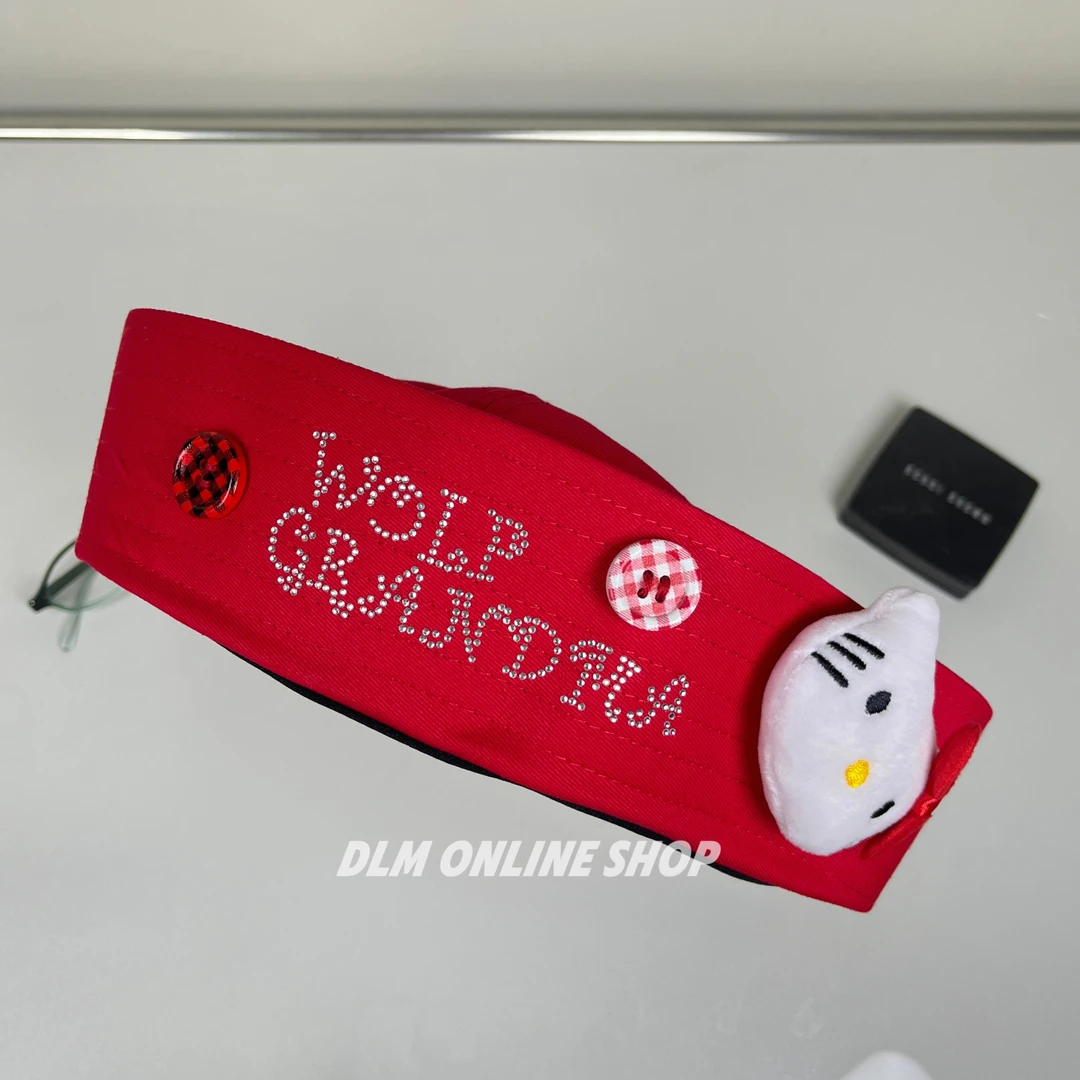 y2k千禧可爱kitty猫帽子百搭韩版翻檐水手帽JK红色贝雷帽海军帽子