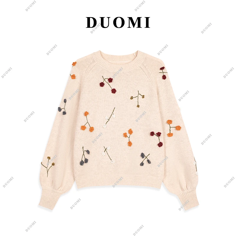 【DUOMI】立体绣花针织衫女冬季新款法式温柔慵懒风毛衣DD-0764