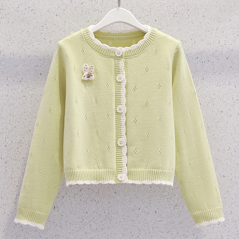 女童针织开衫外套春秋装2025新款儿童森系小清新外搭毛衣薄款上衣