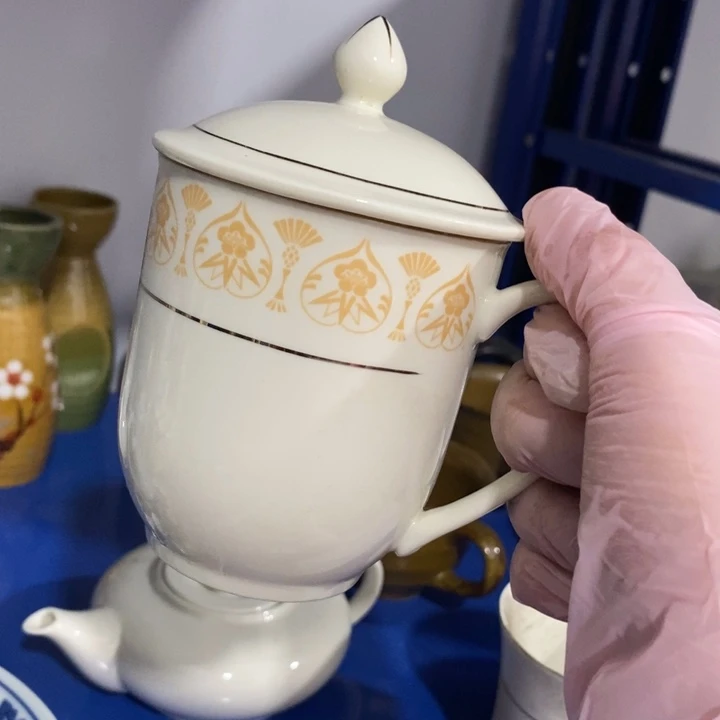 瓷片春蕾象牙瓷盖杯约280ml