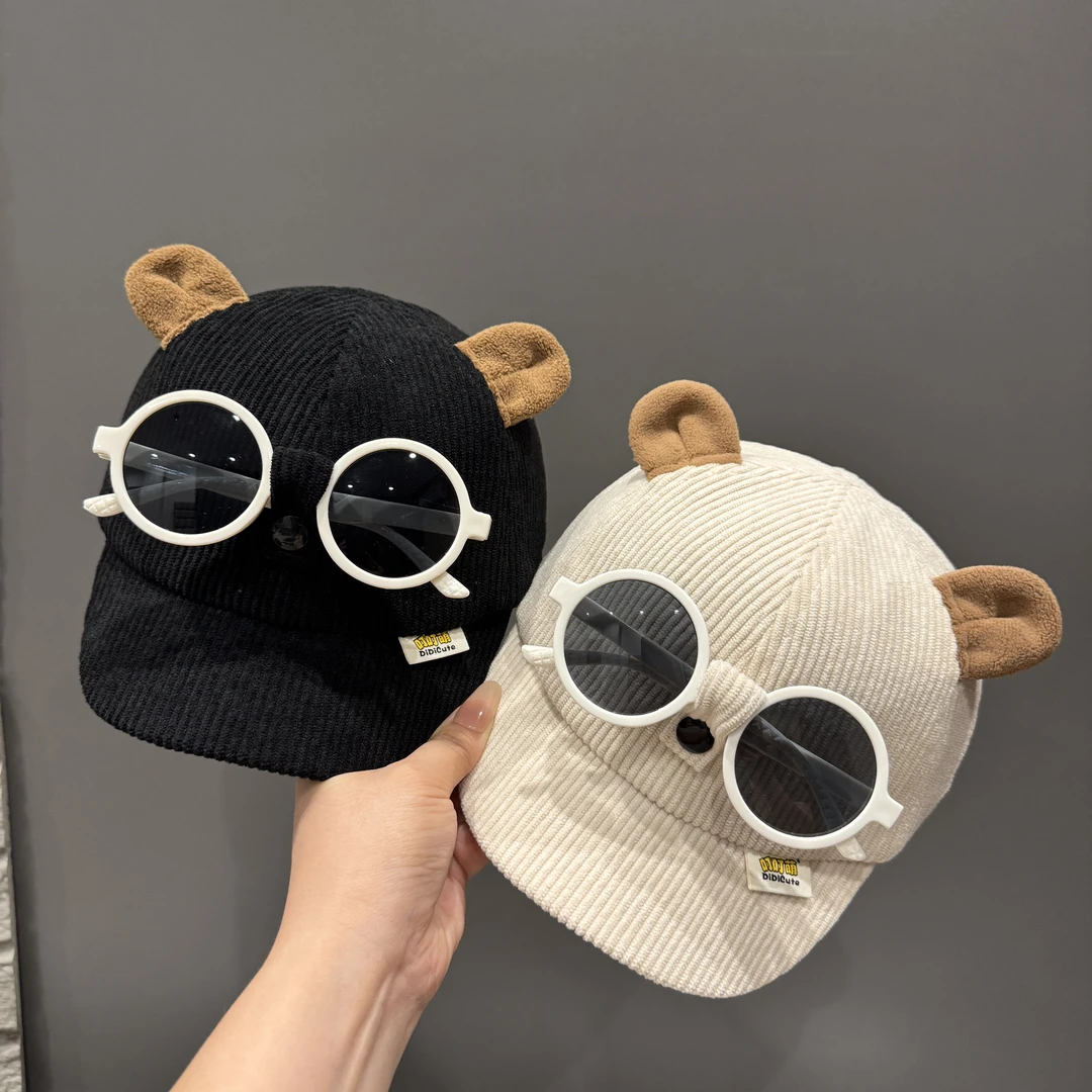 MIDIXIN/米迪昕儿童墨镜帽子宝宝灯芯绒鸭舌帽男女童休闲风棒球帽