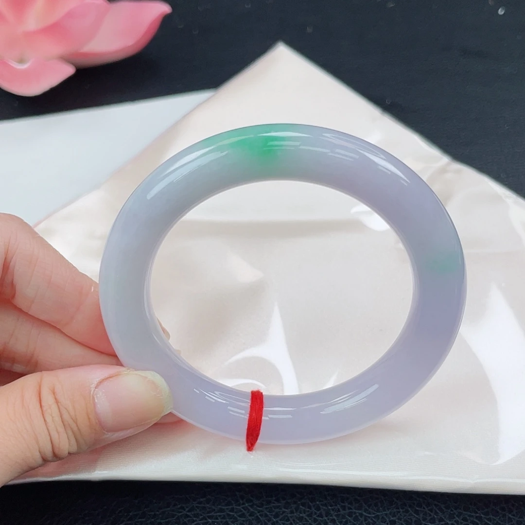 翡翠未镶嵌手镯33号 春彩