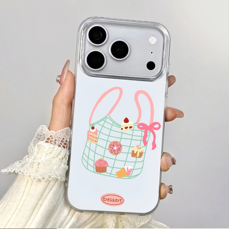 花朵袋子适用于苹果17promax手机壳小众iPhone16双层防摔大孔