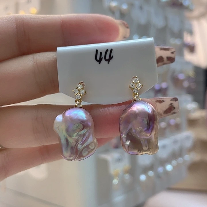 淡水珍珠耳饰银S925镶嵌