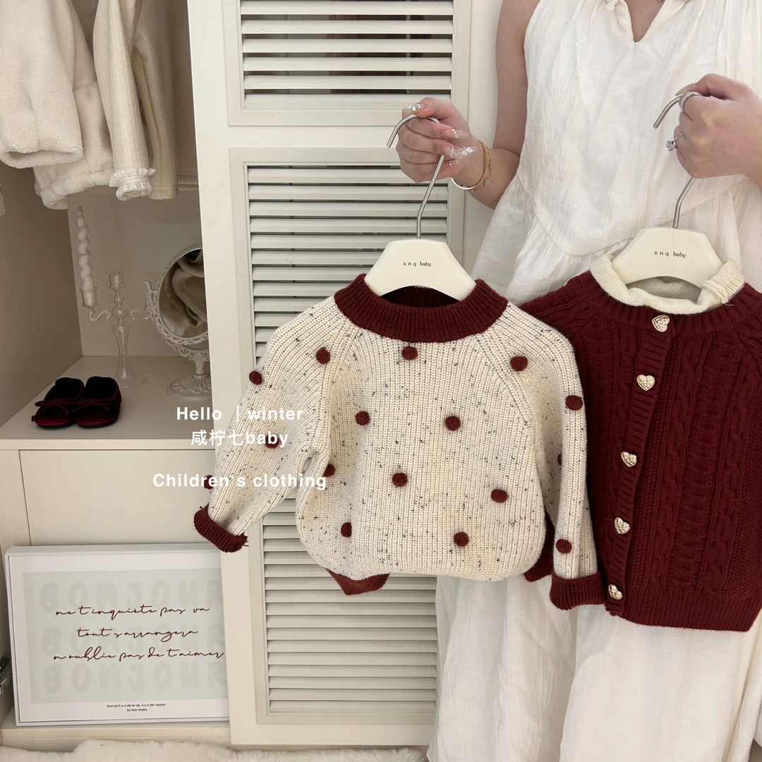 【现】女童毛衣秋冬2024新款儿童洋气冬季加厚保暖冬装针织打底衫