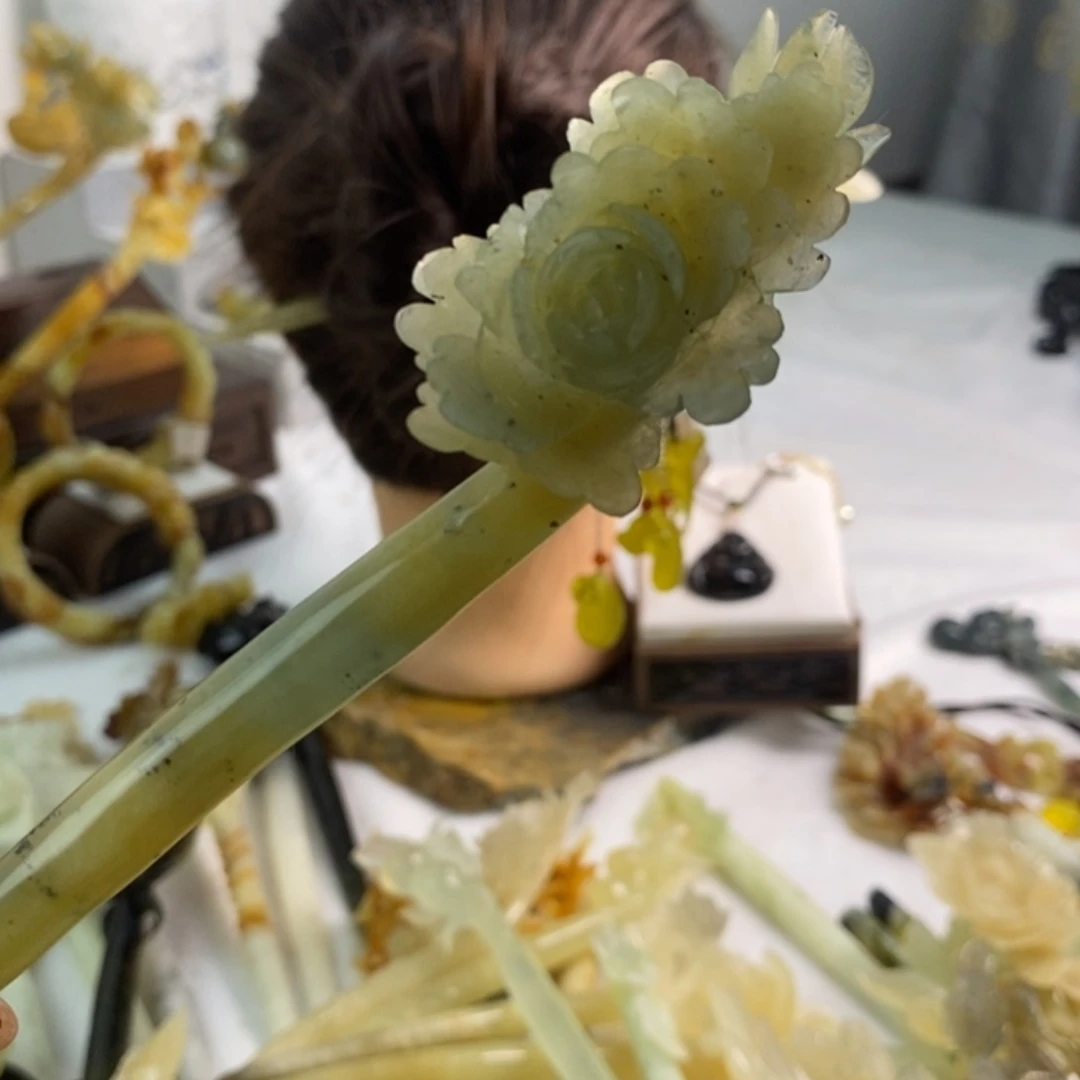 【闪购商品】蛇纹石玉合金发饰