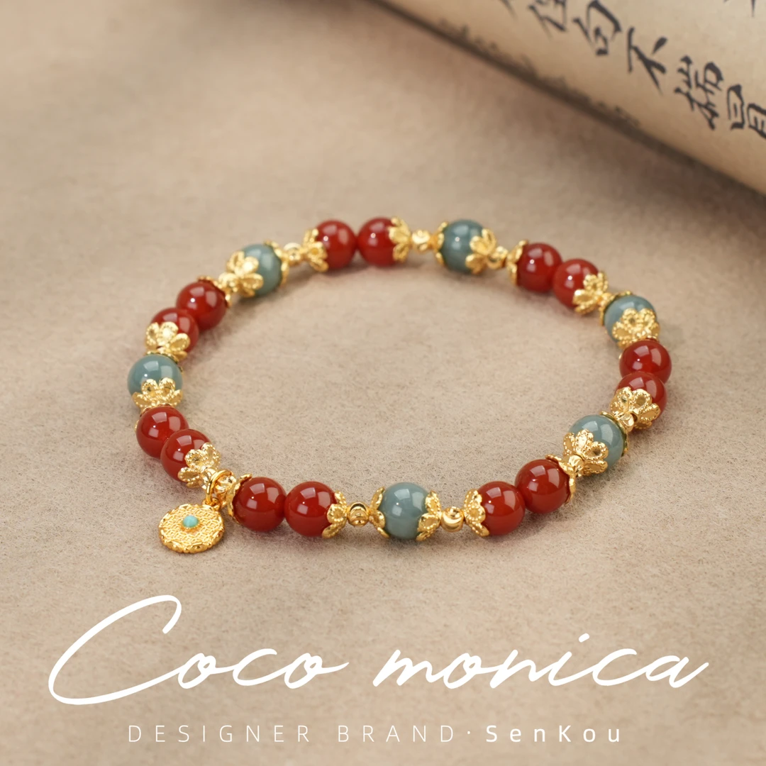 【小霞珠宝】翡翠南红手链手工气质百搭轻奢复古 AD465