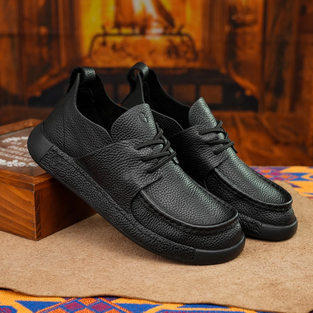 头层牛皮袋鼠鞋2025新款开车鞋商务休闲皮鞋男真皮软底耐磨乐福鞋