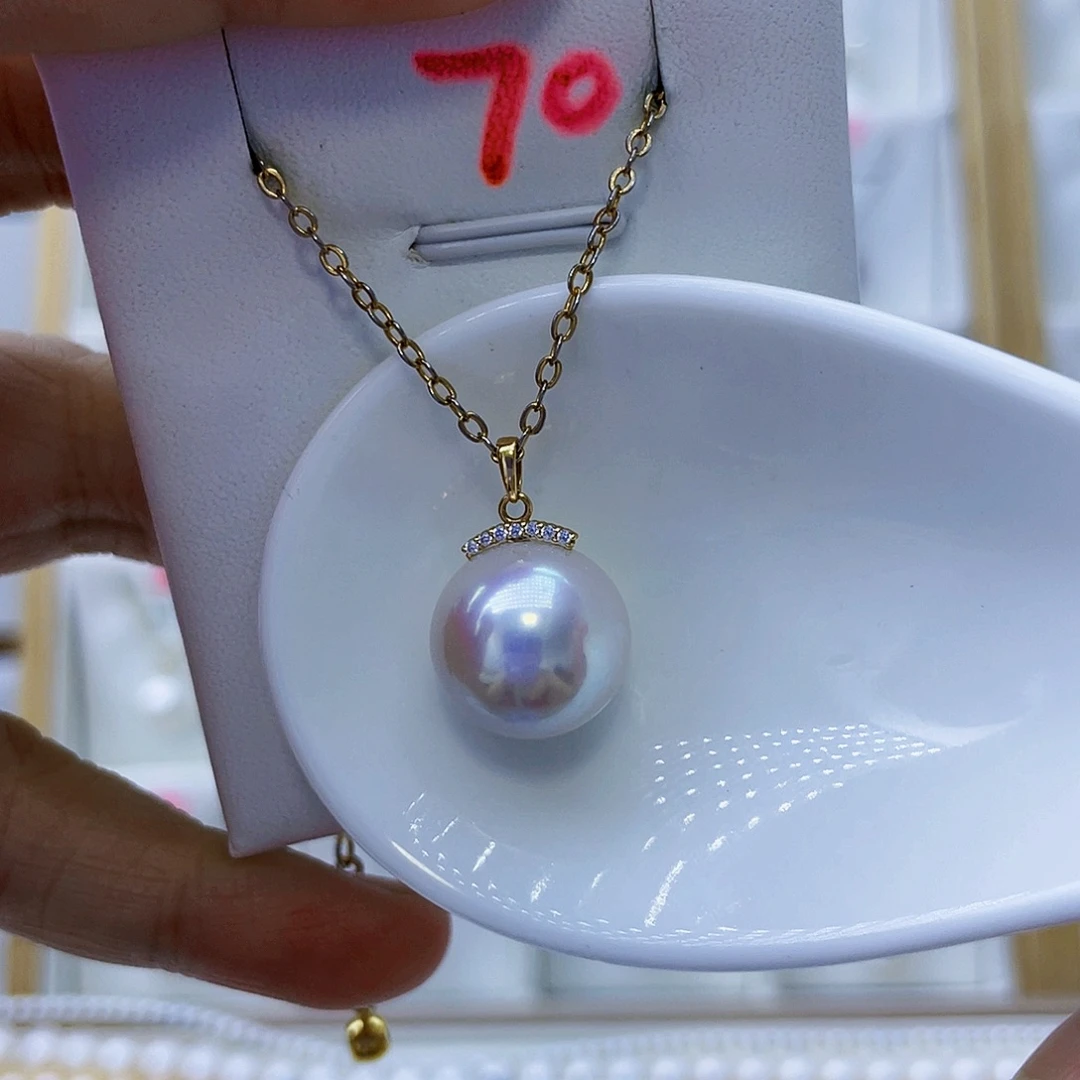 吊坠(不含链)18K金镶嵌淡水珍珠