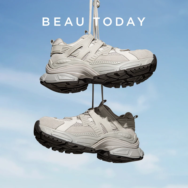 BeauToday增高不撞款透气百搭轻奢真皮休闲鞋男女款2025新款秋季