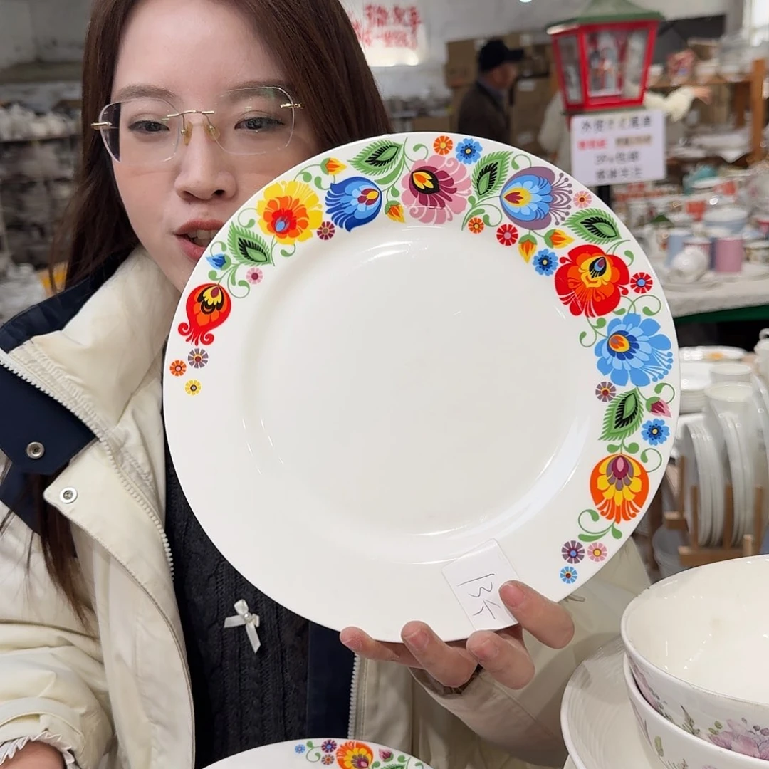 瓷骨瓷十英寸25cm大盘一只外贸骨瓷