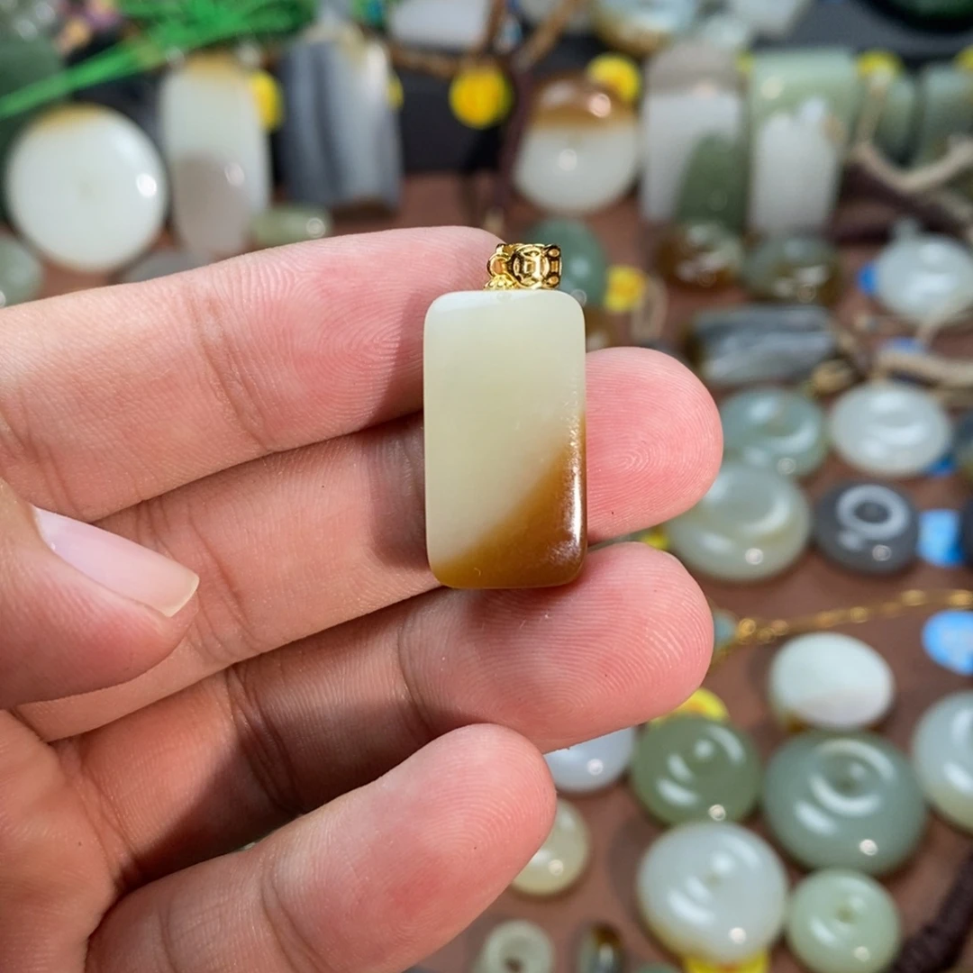 和田玉银S925镶嵌吊坠(不含链)