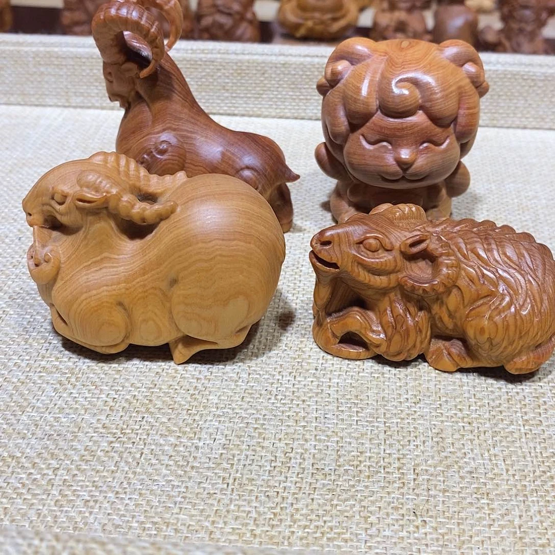 木月*崖柏手把件，羊4个