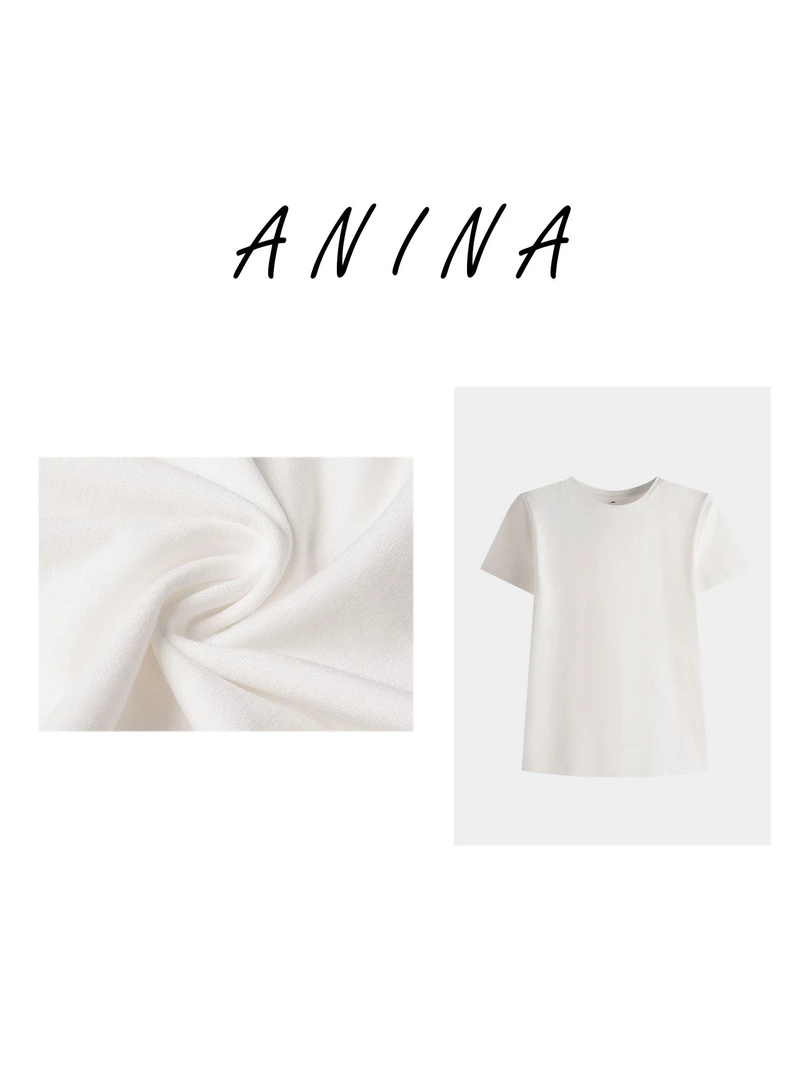 【ANINA】"云朵T"短袖T恤女2025夏季新款气质百搭显瘦上衣YN3048
