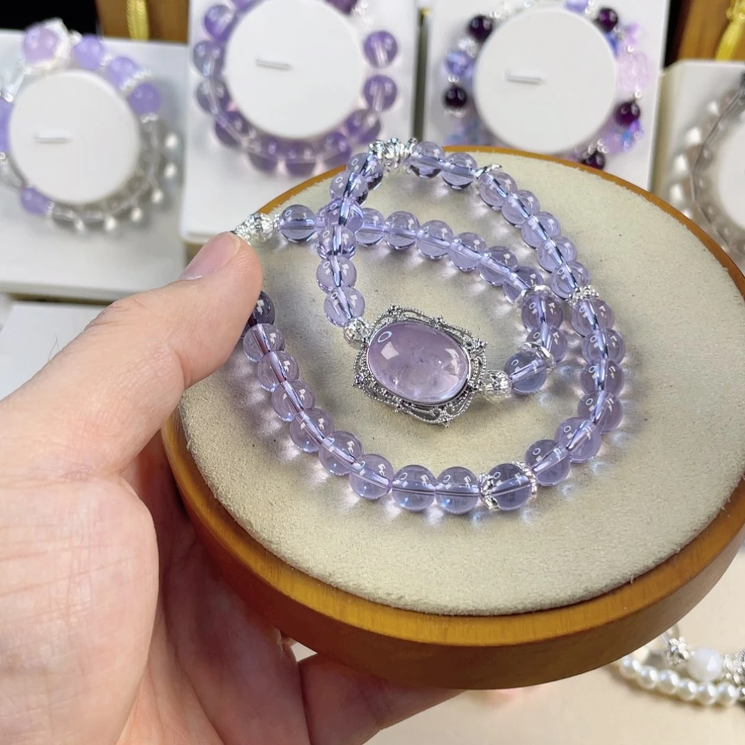 针钠钙石手饰银S925镀金镶嵌