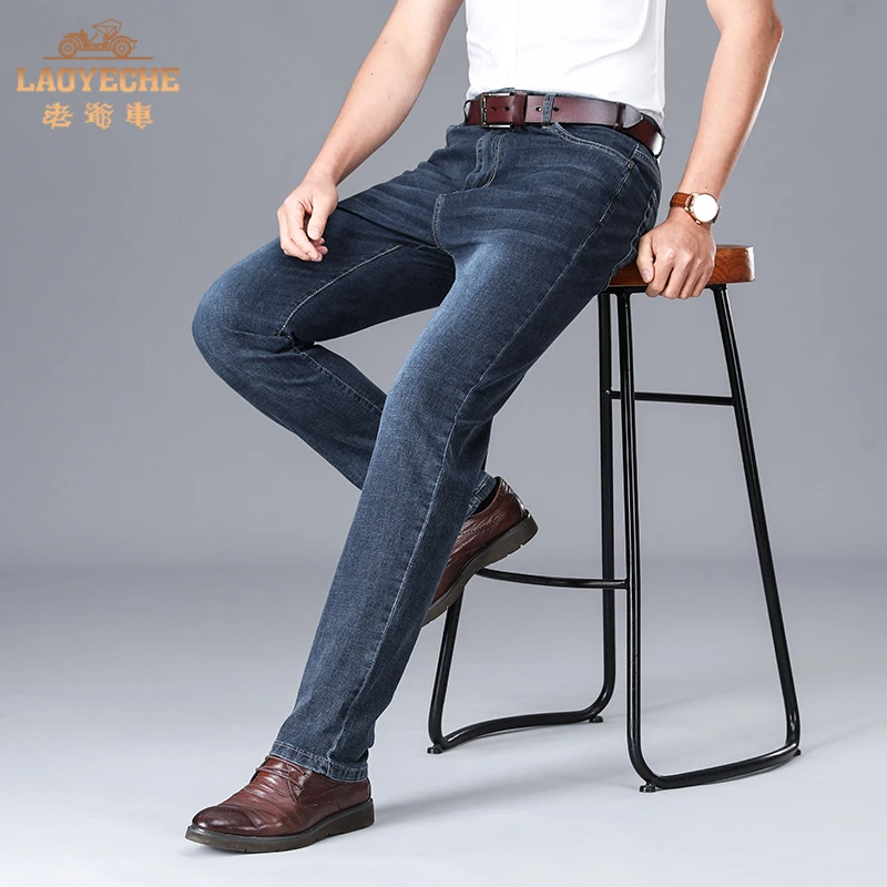 老爷车2025春夏季男士牛仔裤百搭直筒宽松时尚款弹力休闲长裤子