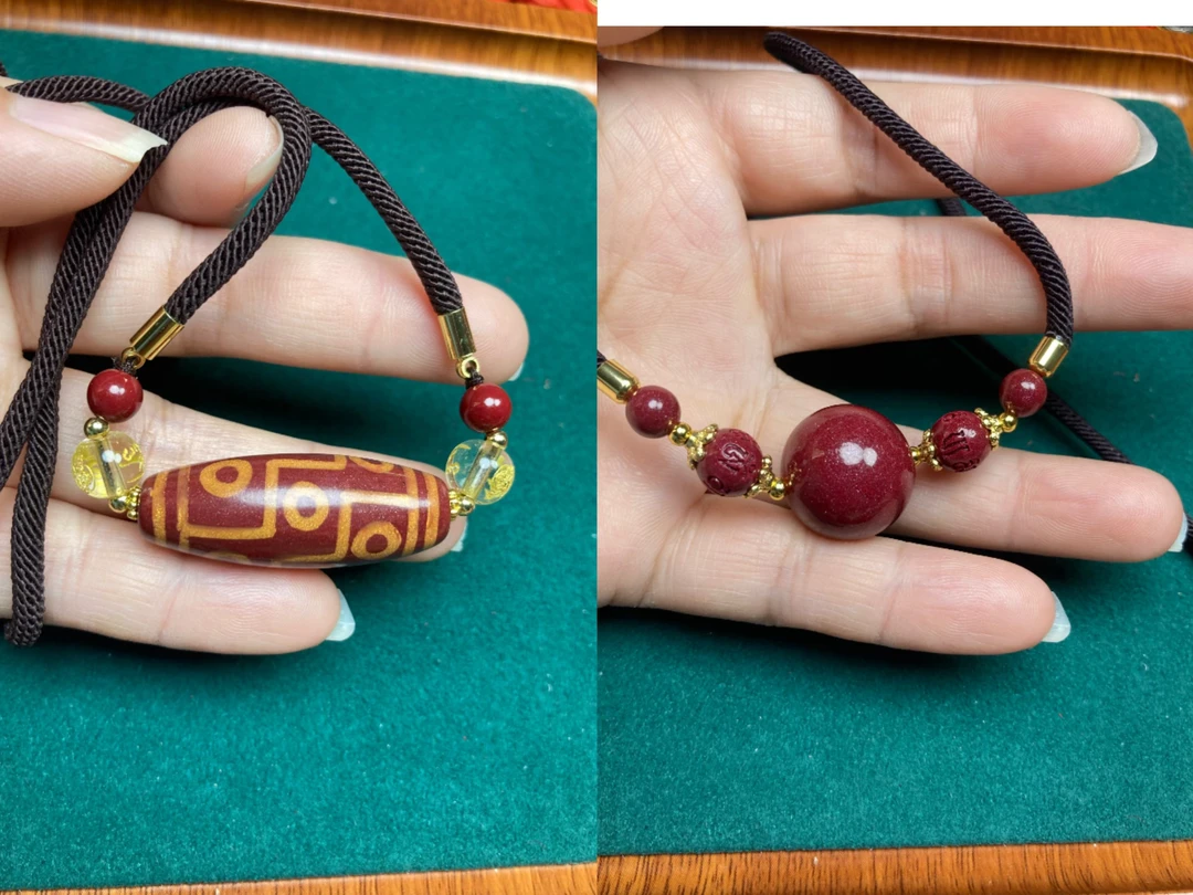 含辰砂工艺品【保真朱砂】朱砂精品国风锁骨链吊坠