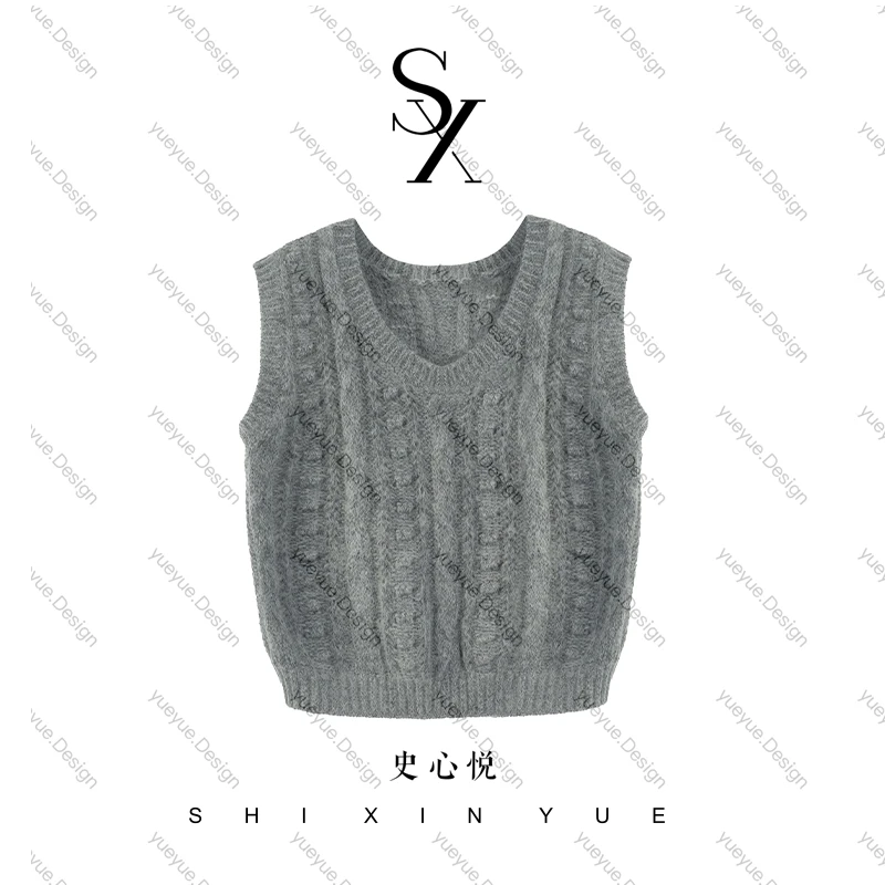 【悦悦专属】新款韩系软糯麻花叠穿无袖毛衣马甲Y788