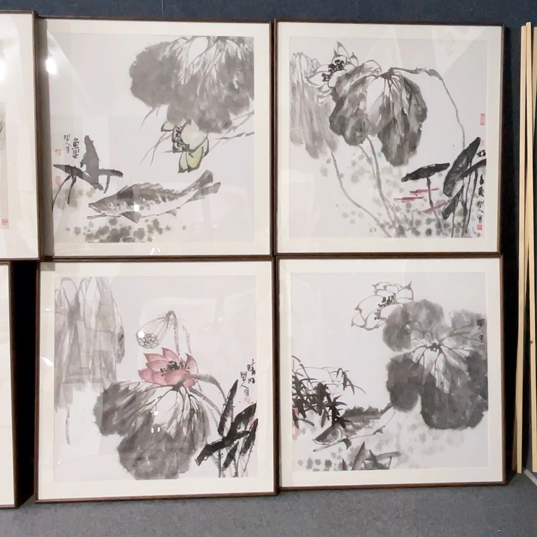 国画手绘画作品带框80/80