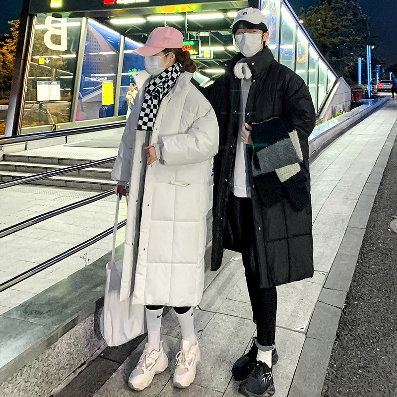 爆款情侣棉服中长款冬季新款宽松韩版学生加厚面包服过膝外套2306