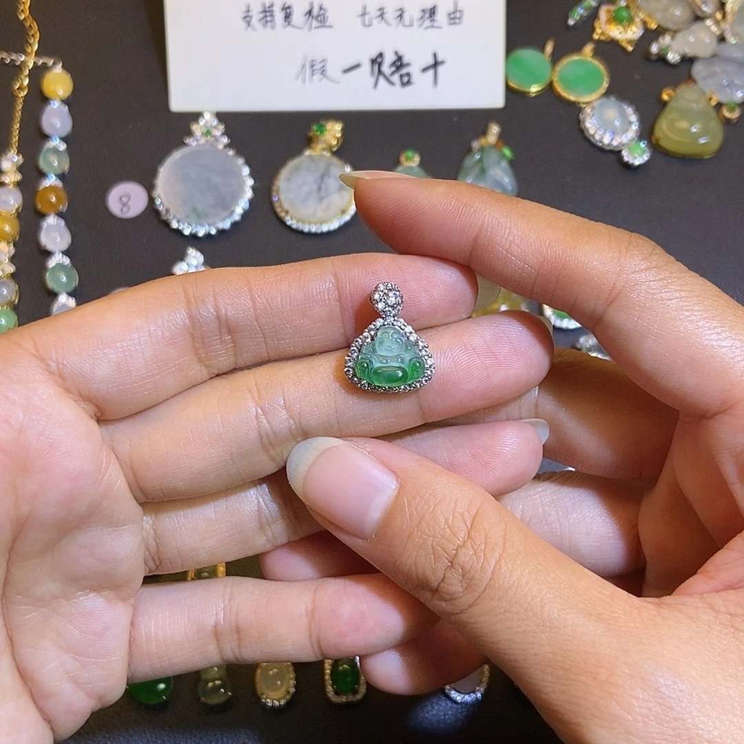 翡翠银S925镶嵌吊坠(不含链)