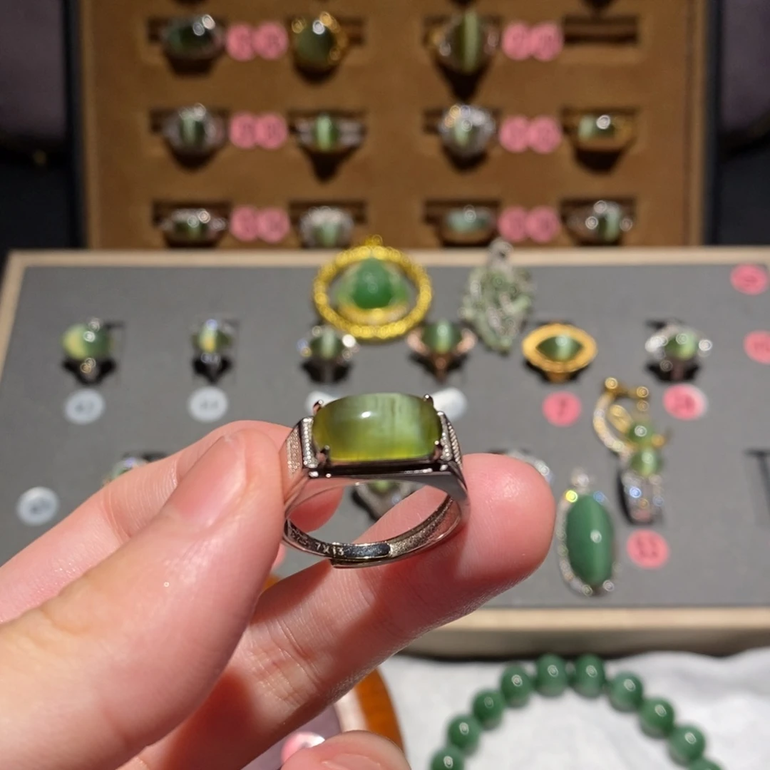 和田玉银S925镶嵌戒指