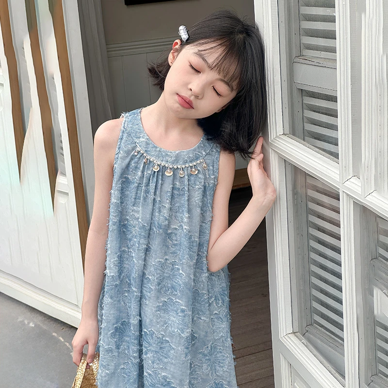 女童连衣裙2025新款夏季儿童洋气时髦背心裙中大童波西米亚公主裙