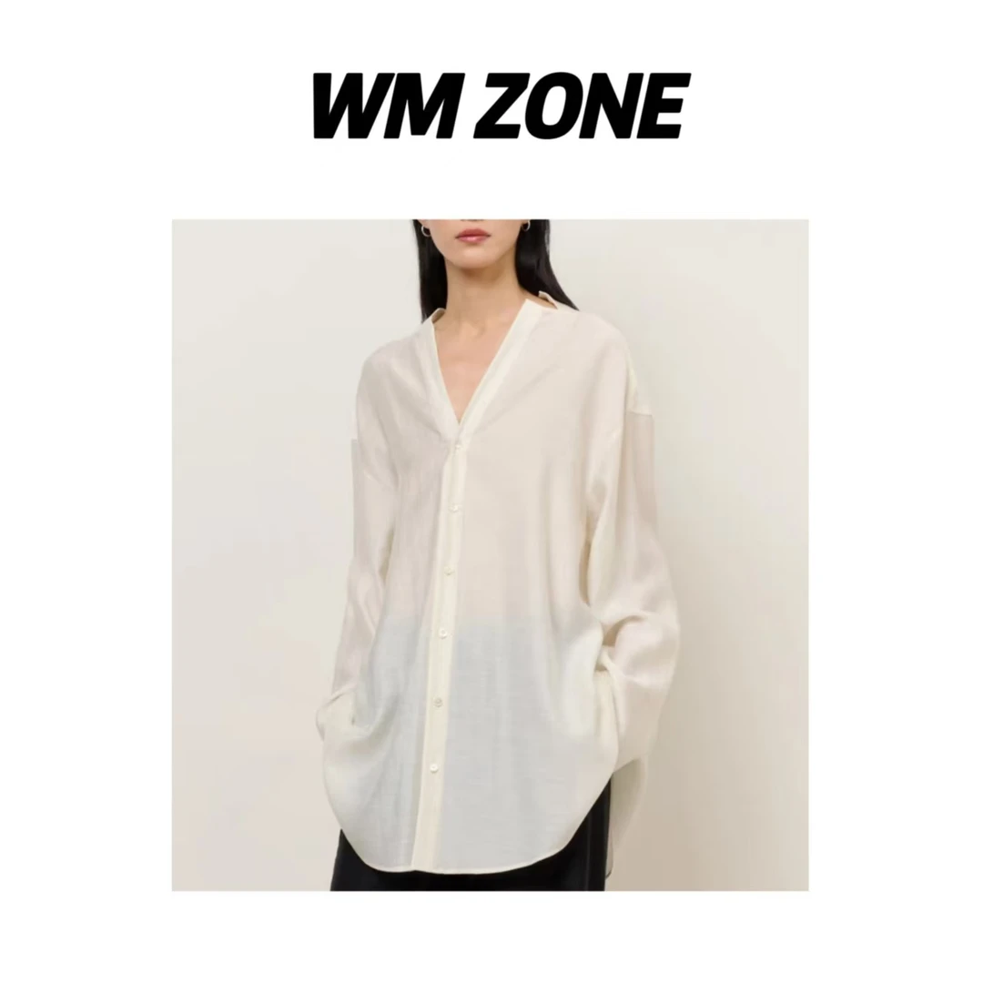 WM  3-4- 3615 WJ25-03 天丝锦V领轻薄衬衫