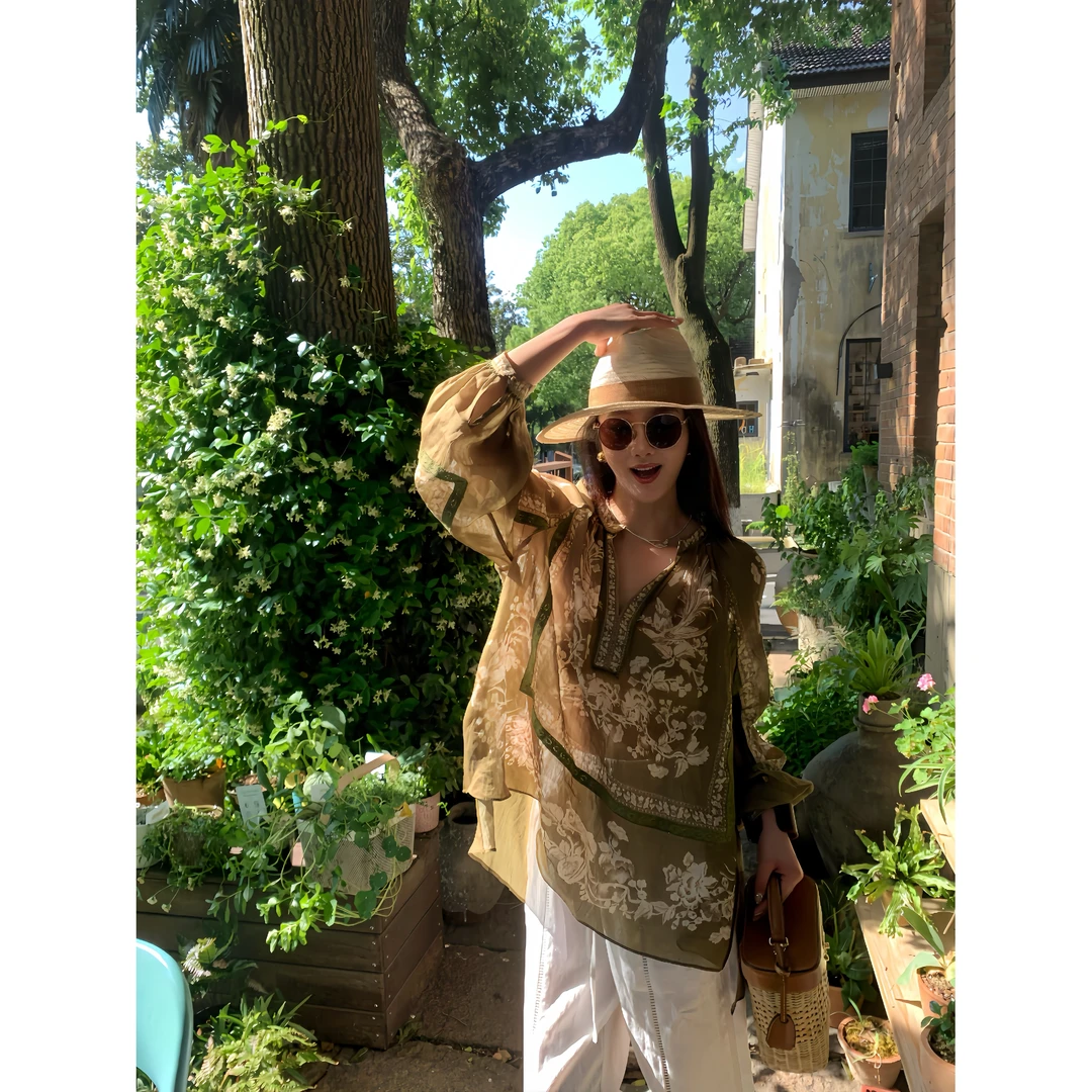 Ah·Jing梓静 【仲夏花园】时尚新中式苎麻舒适显气质百搭上衣0529
