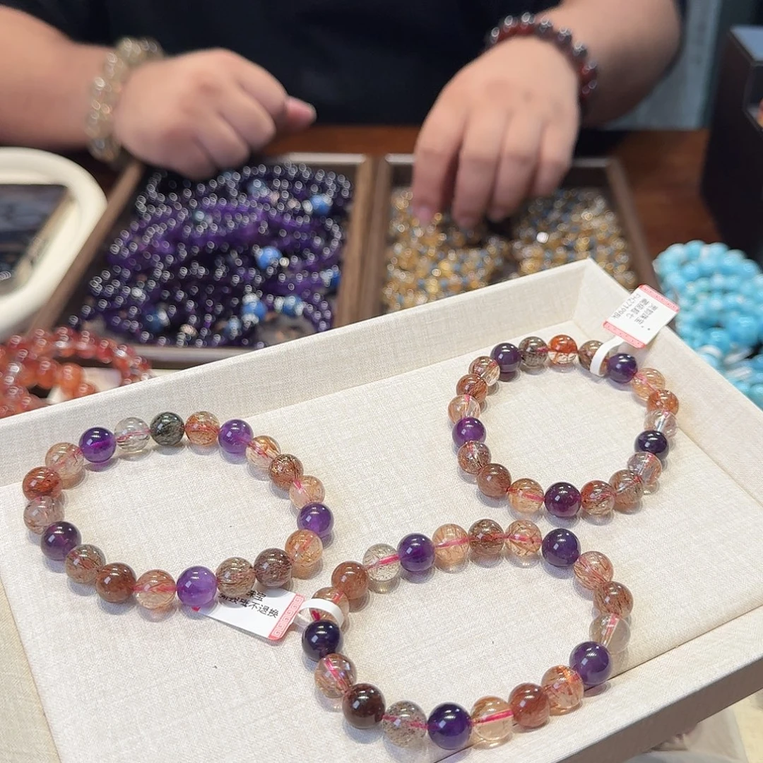 水晶手串未镶嵌黑金超七