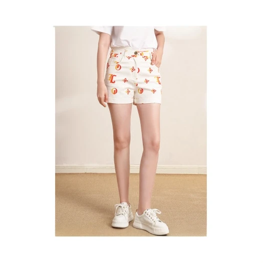 JETEZO【短裤】老花棉制短裤高腰显腿长修饰假胯宽BB1EB033B1