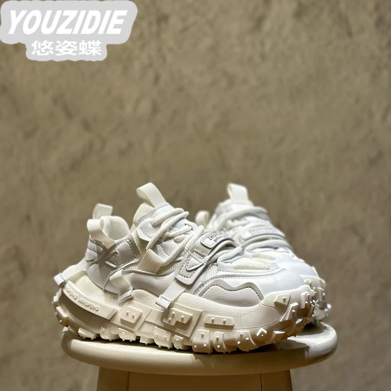 YOUZIDIE2025春季新款女鞋舒适榴莲厚底轻奢休闲运动鞋ins超火百