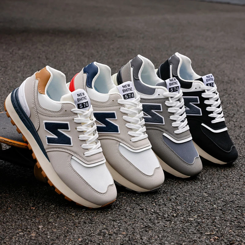 男女同款春秋款皮面休闲鞋透气情侣款百搭潮流跑步鞋子男