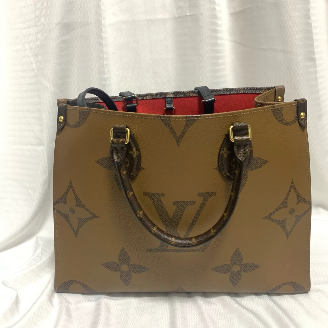 95新 LouisVuitton/路易威登 lv 老花 on the go 小号 手提包