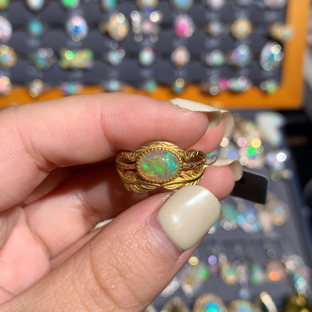 银S925镶嵌欧泊欧泊戒指l