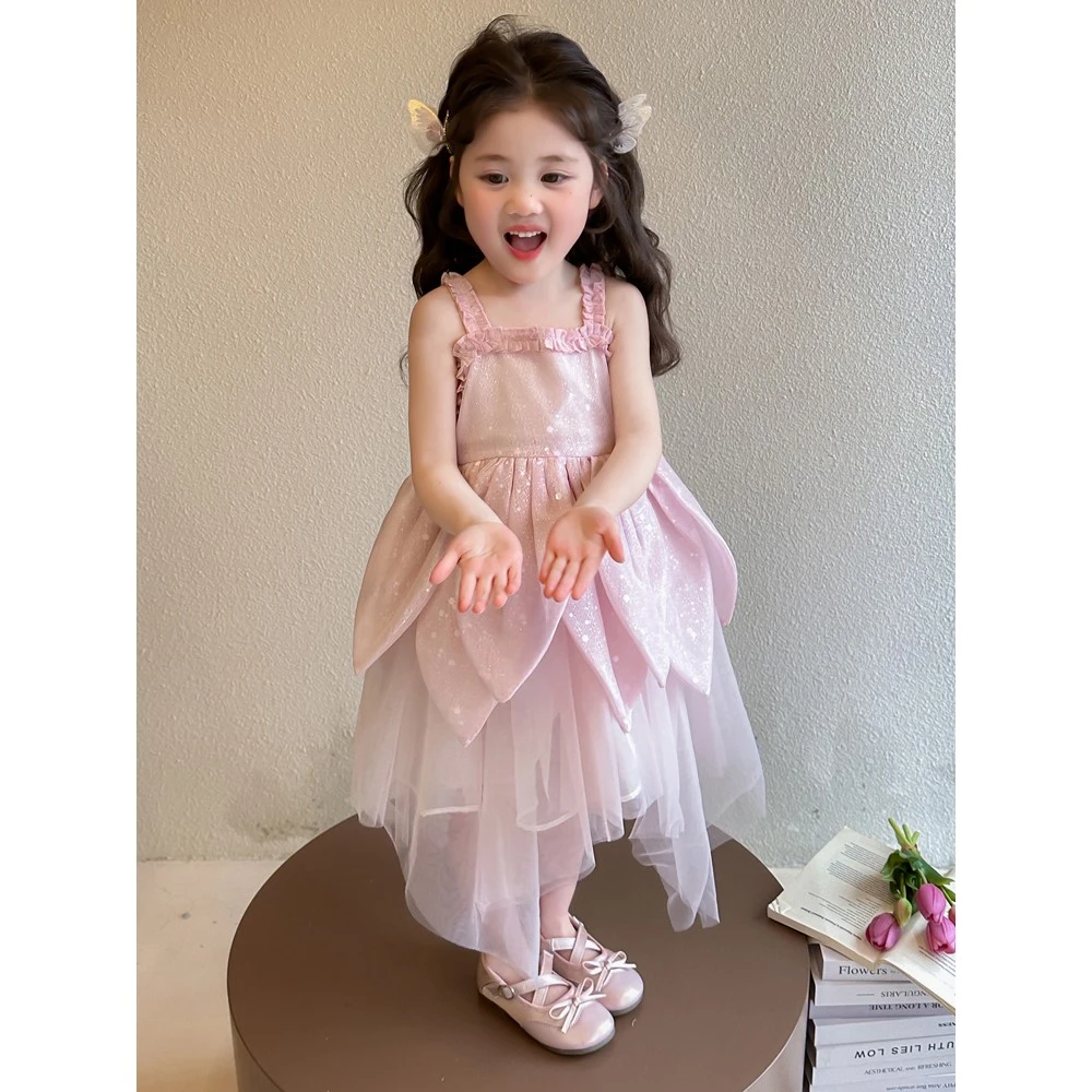 女童夏装连衣裙2025新款儿童吊带裙子洋气公主裙宝宝夏季礼服纱裙