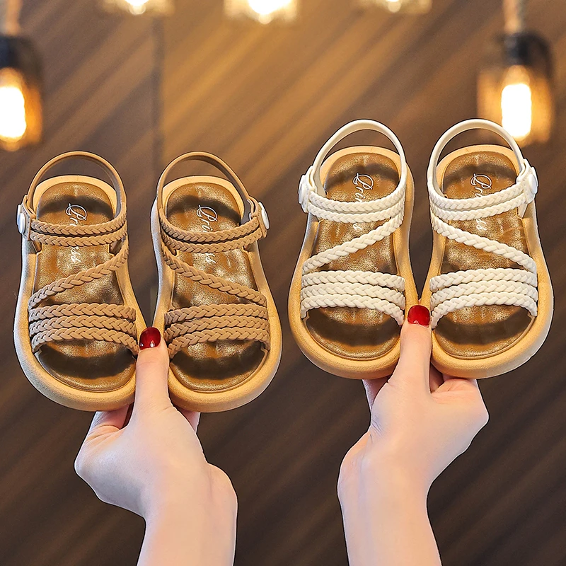 女童凉鞋露趾气质夏季新款时尚韩版公主学生可爱百搭洋气儿童凉鞋