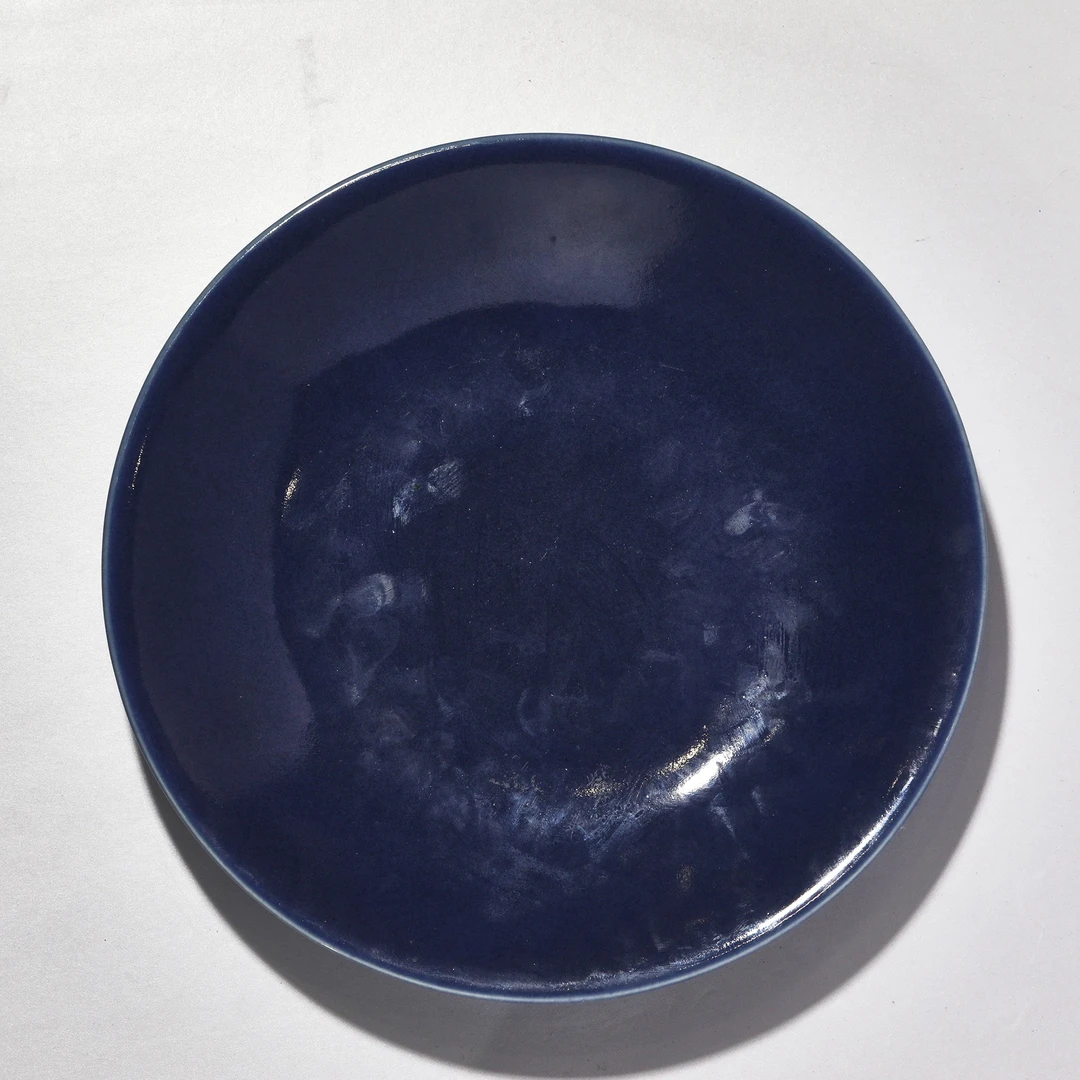 1264清晚期·蓝釉盘【古董拍卖】