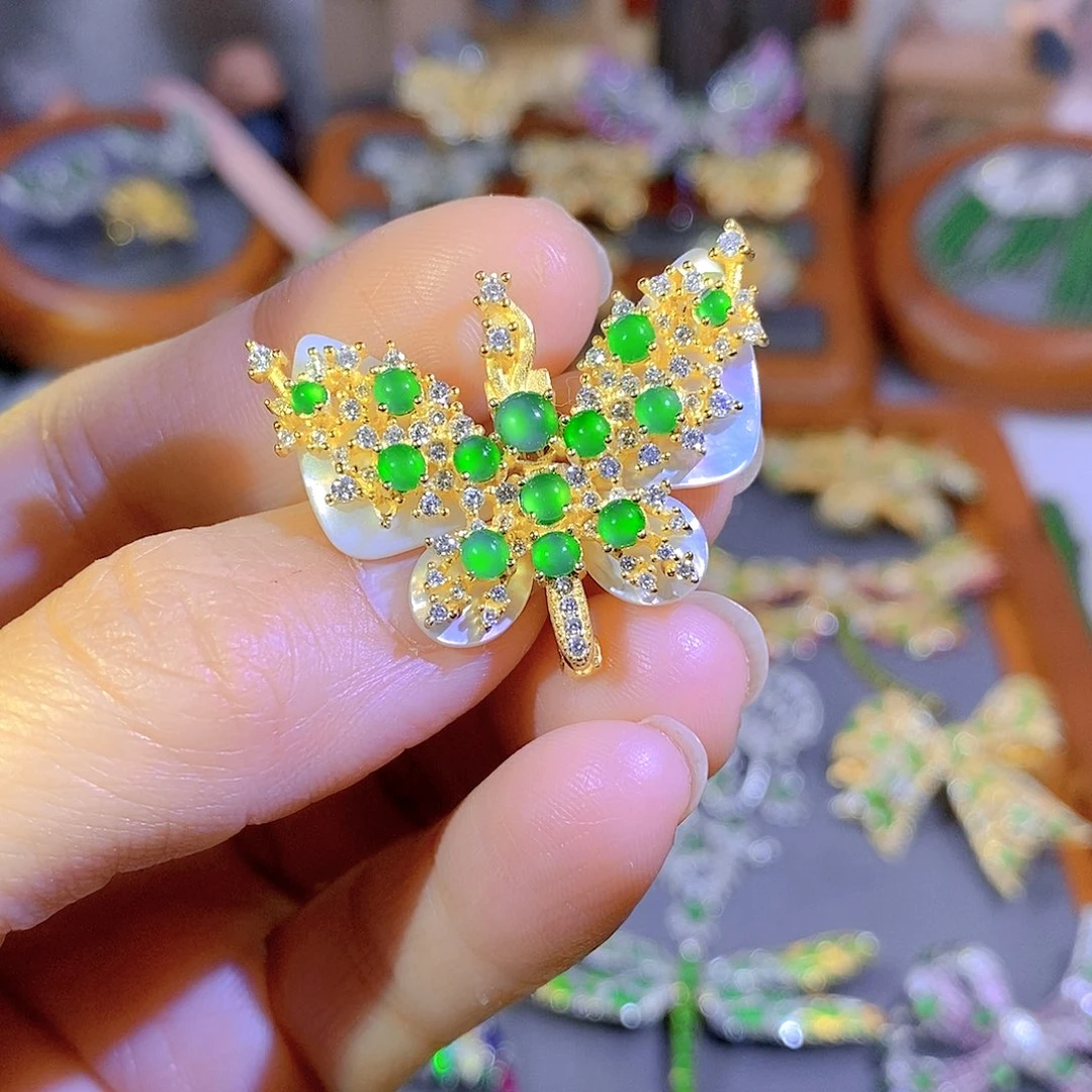 颈饰银S925镶嵌翡翠