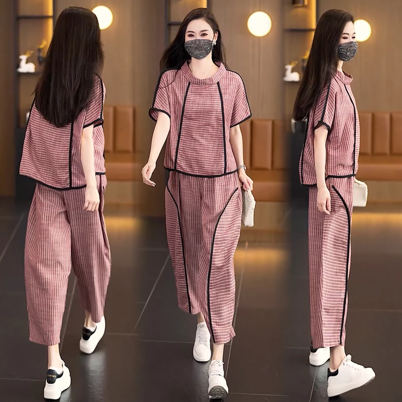 2025夏装新款时尚洋气宽松显瘦遮肉胖妹妹两件套气质大码女装套装