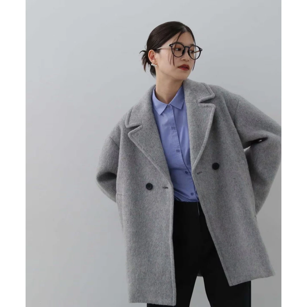 【Montendre】 N 秋季新款 气质时尚双扣混羊毛宽松外套西装