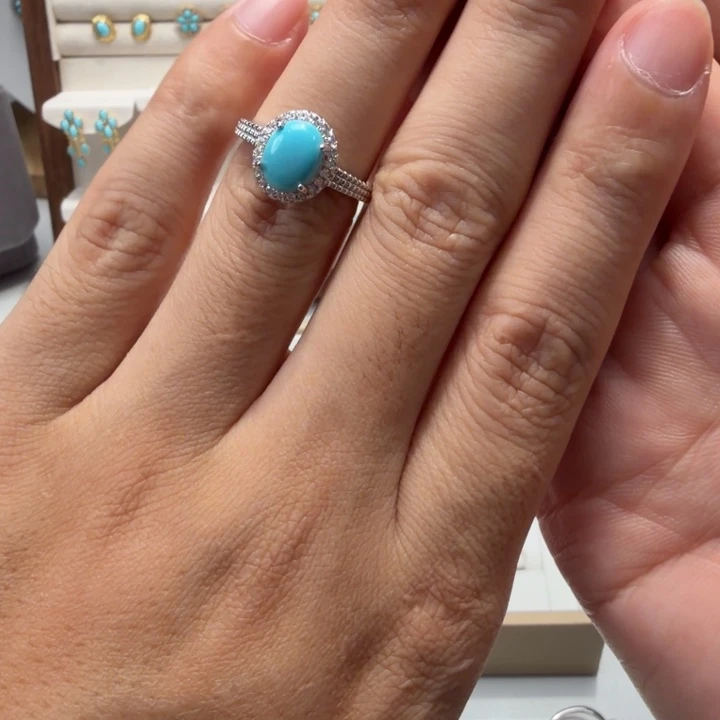 洋****绿松石银S925镶嵌戒指