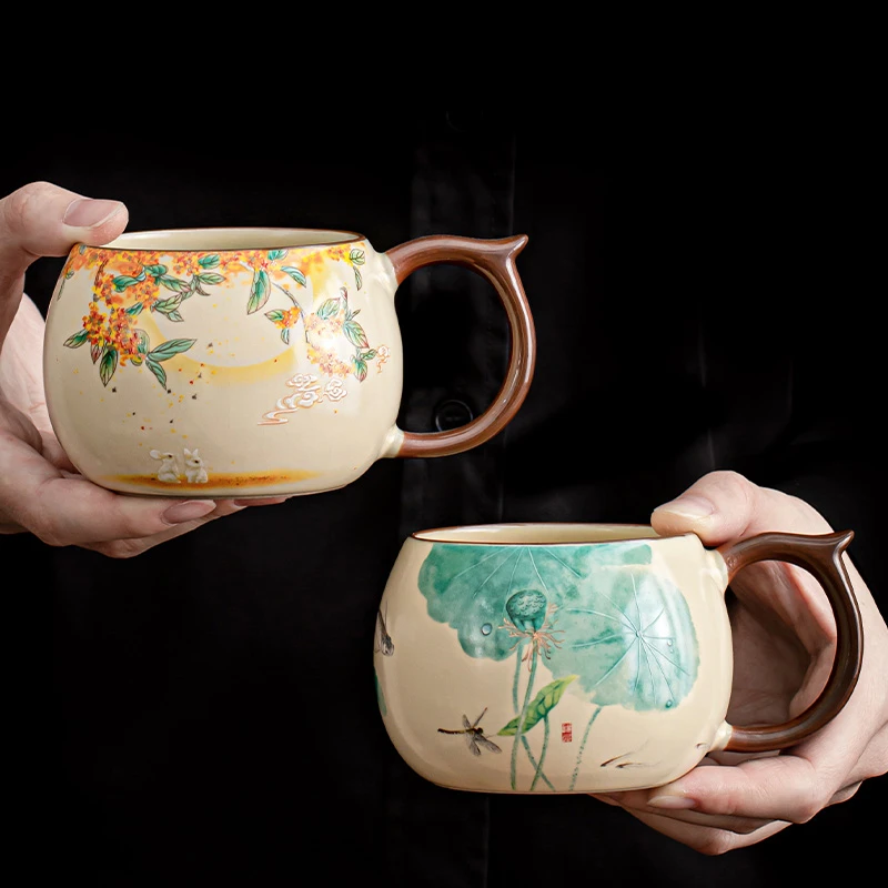 汝窑喝茶主人杯家用办公咖啡杯可定制logo创意喝水杯茶杯个人专用