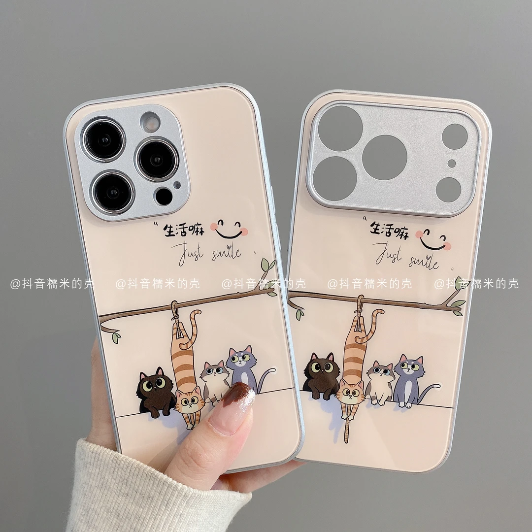 金属玻璃适用iphone17promax苹果16手机壳15/14/13/12/11华为猫咪