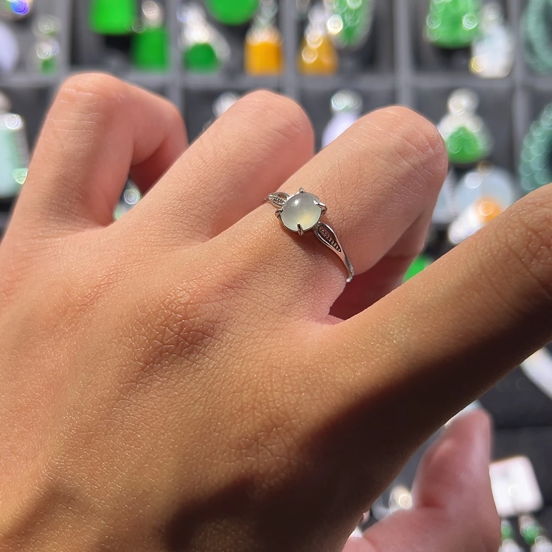 翡翠银S925镶嵌戒指戒指