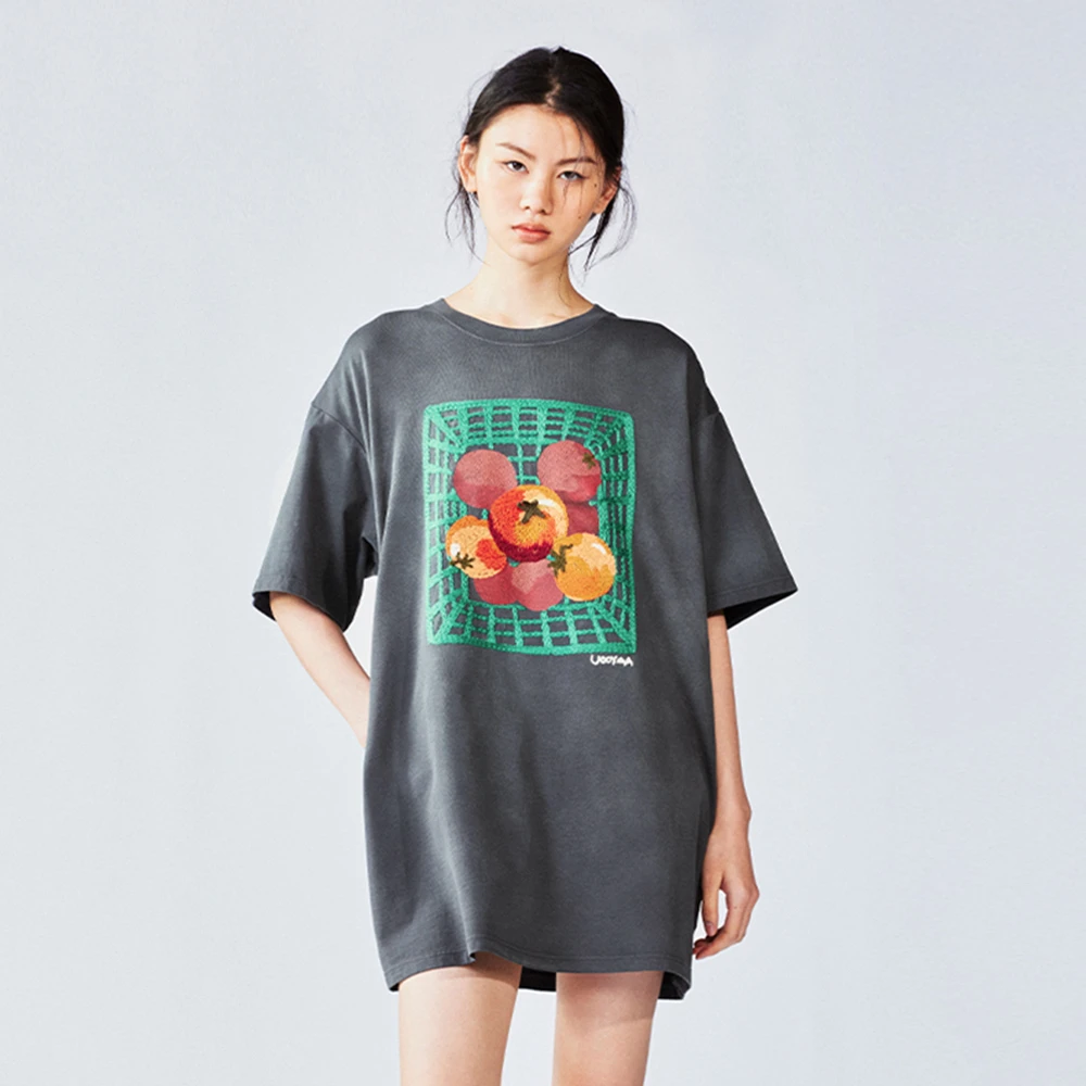 UOOYAA/乌丫「爱与食物」超市塑料筐番茄T恤连衣裙UY25233L153137