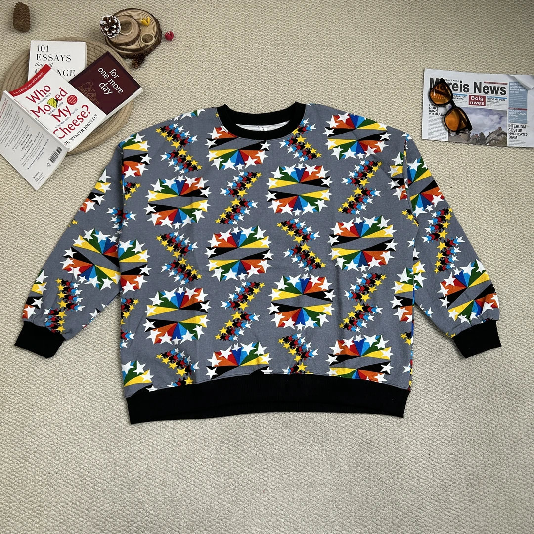 2025春季新款休闲时尚满印卡通印花加厚卫衣9029