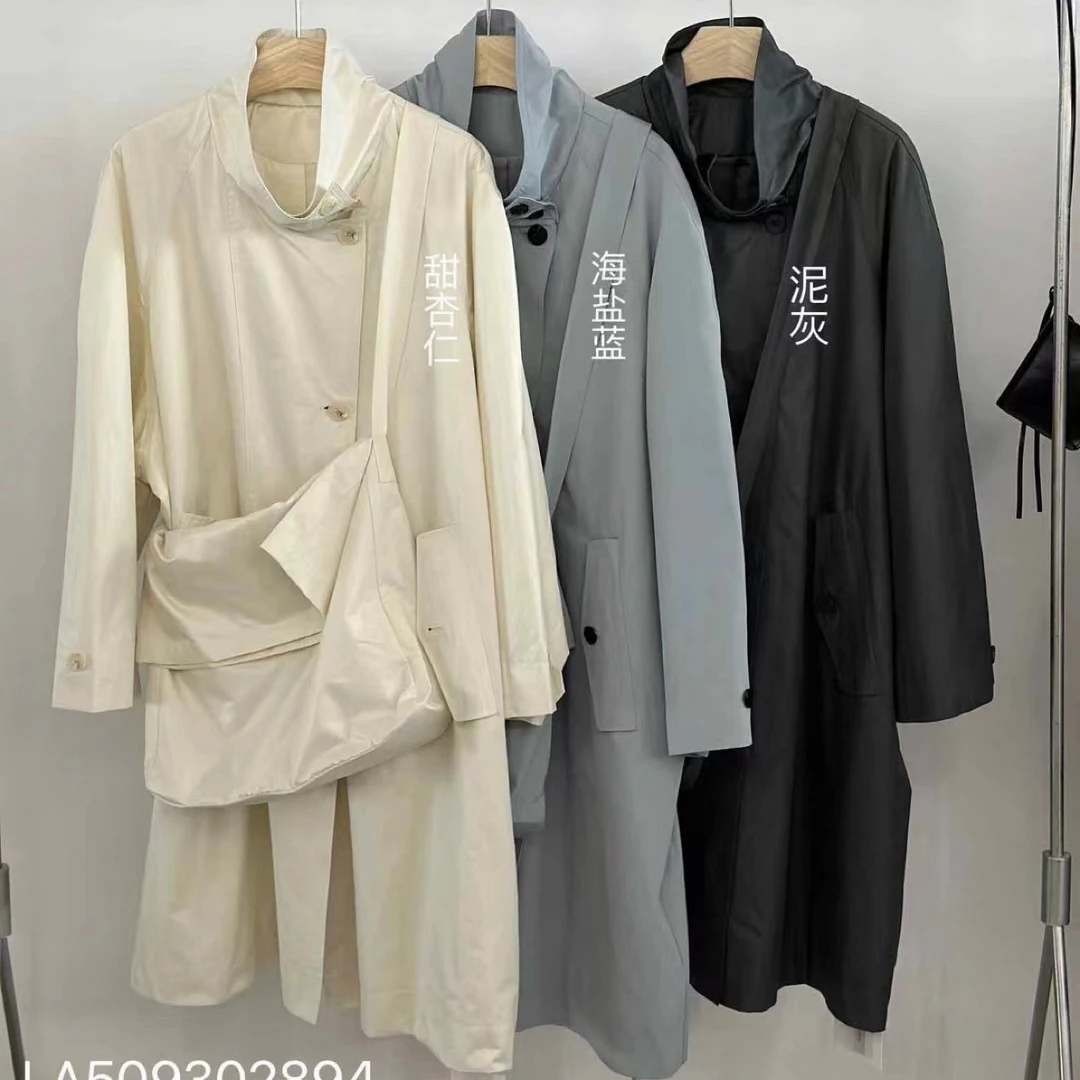 【南希】02894 春秋英伦风中长款慵懒百搭风衣（配同色包包）